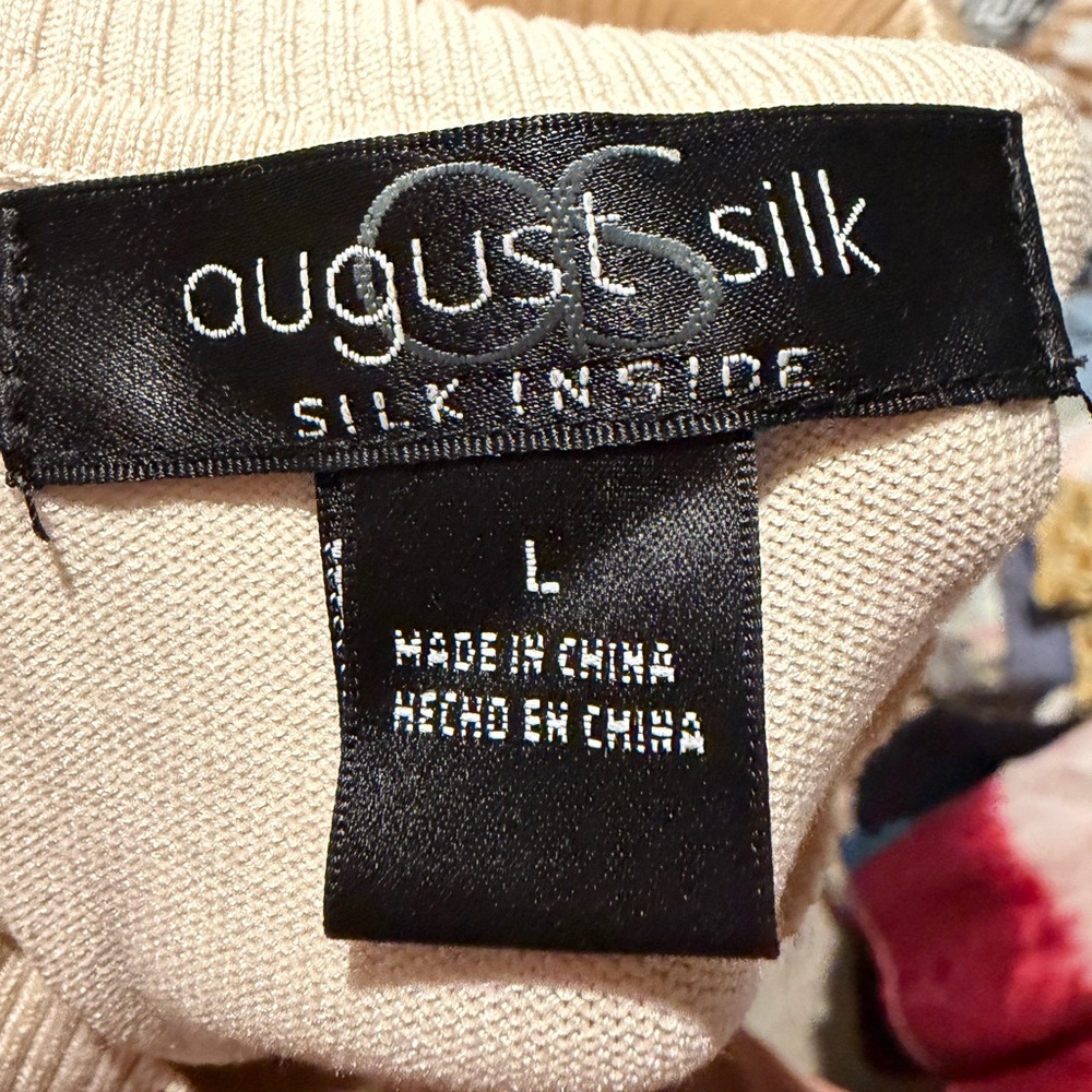 August Silk Sleeveless Beige Turtleneck Top - Picture 2 of 2
